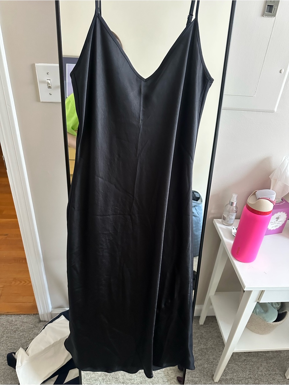 Aritzia Black Satin Maxi Slip Dress